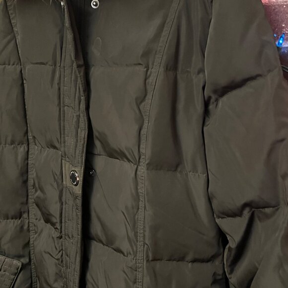 London Fog Olive Green Down Alternative Parka with Faux Fur Trim Hood - Picture 4 of 12